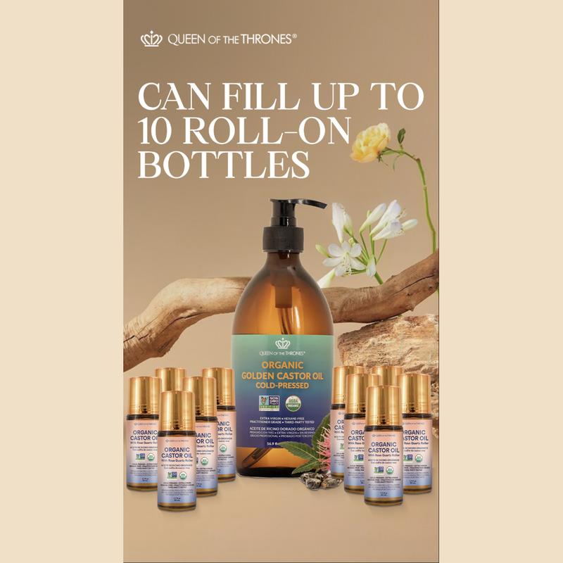 Organic Golden Castor Oil Roll-On with Rose Quartz 1.7oz