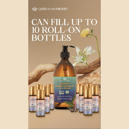 Organic Golden Castor Oil Roll-On with Rose Quartz 1.7oz